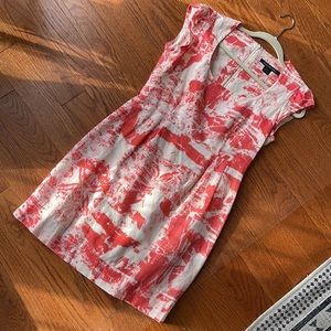 French Connection EUC Orange and Cream Abstract Print Cap Sleeve Dress Size 8